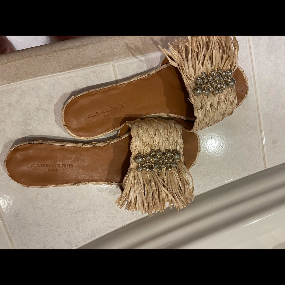 Clergerie Raffia Slide Sandals